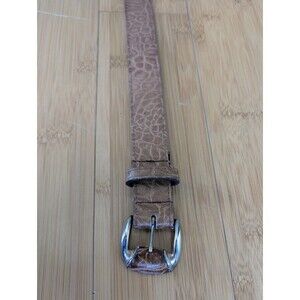 Vtg Genuine Leather Belt Sz L Tan Elephant Style Embossed Made in USA Western